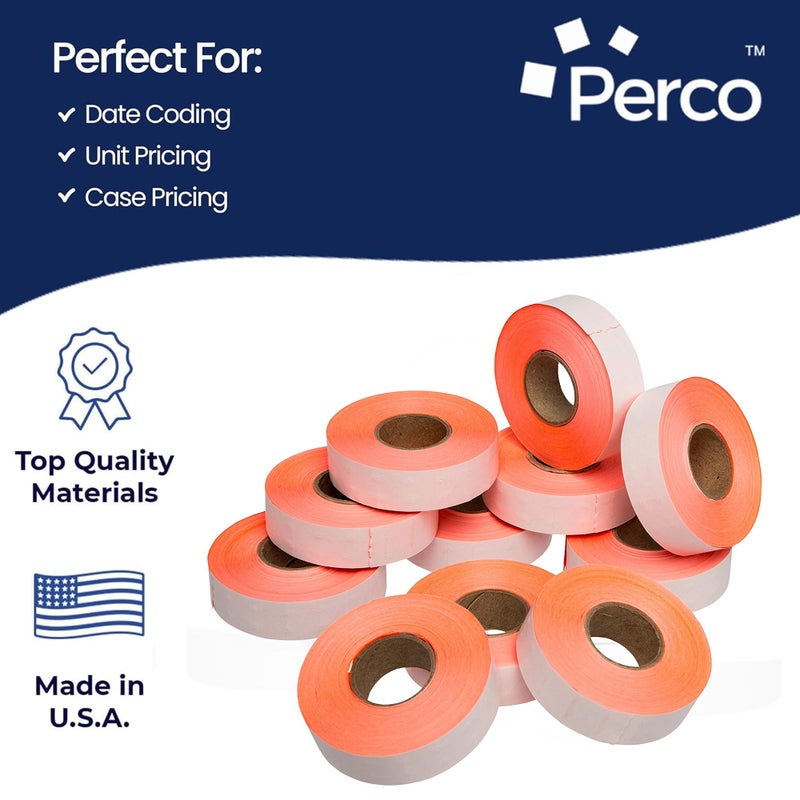 Perco 1812 Fluorescent Red Pricing Labels for Garvey 18-6 One Line Price Gun â€“ 11 Rolls â€“ 14,000 Price Marking Labels - Image 4